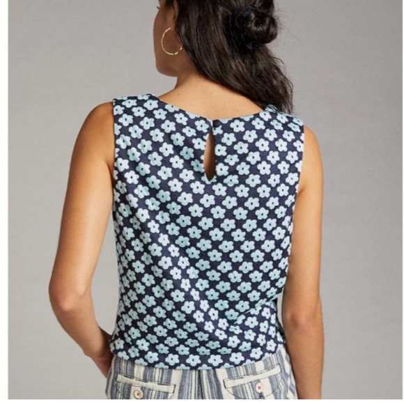 Anthropologie Eva Franco Floral Jacquard Crop Top - Picture 3 of 11